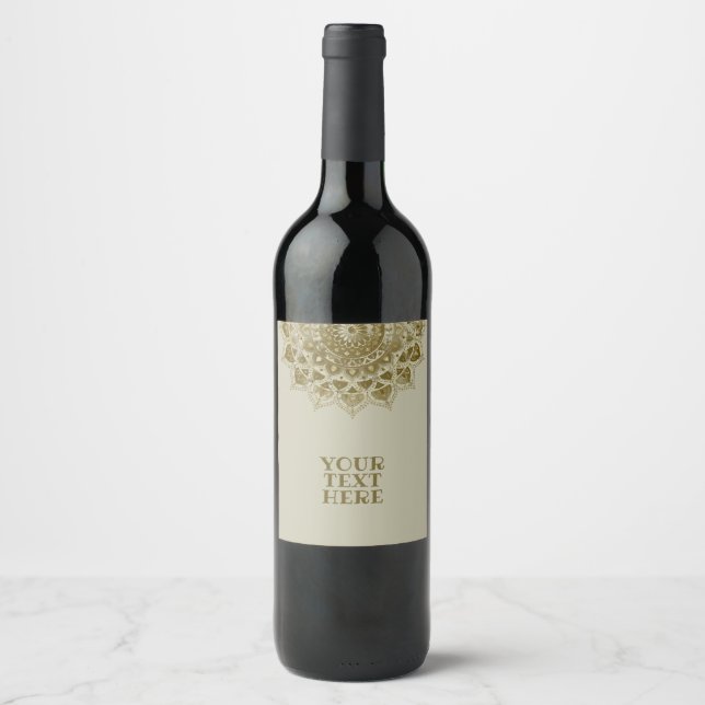 Étiquette Pour Bouteilles De Vin Classique Mandala Inde Style 4 (Devant)
