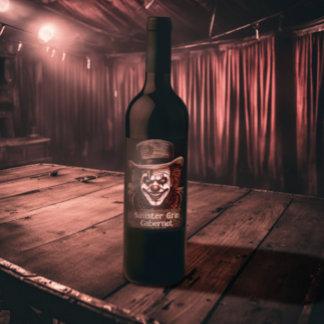 Étiquette Pour Bouteilles De Vin Clown effrayant de Trickster tordu