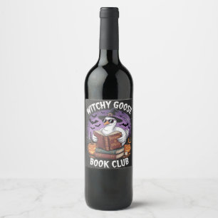 Étiquette Pour Bouteilles De Vin Club de livres de sorcières Goose Éffrayant Hallow