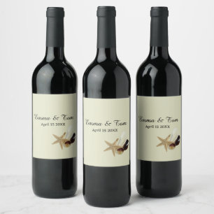 Étiquette Pour Bouteilles De Vin Coastal Chic Minimaliste Plage Mariage
