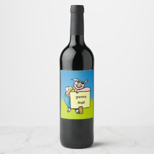 Étiquette Pour Bouteilles De Vin Cochon avec signe