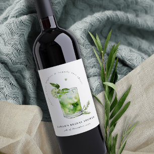Étiquette Pour Bouteilles De Vin Cocktail de mariage élégant Green Margarita Bridal