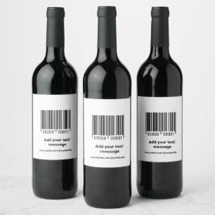 Étiquette Pour Bouteilles De Vin code-barres personnalisé simple ajoutez votre text