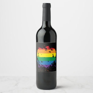 Étiquette Pour Bouteilles De Vin Coeur d'amour gay pride
