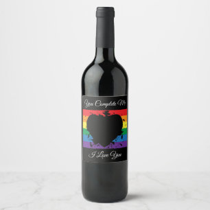 Étiquette Pour Bouteilles De Vin Coeur d'amour gay pride