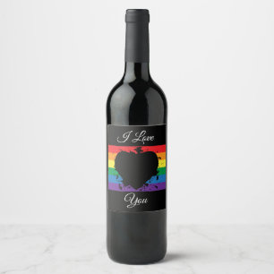 Étiquette Pour Bouteilles De Vin Coeur d'amour gay pride