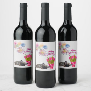 Étiquette Pour Bouteilles De Vin Cœur de Bouledogue français