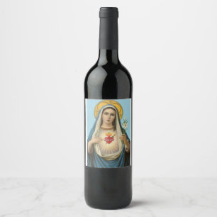 Étiquette Pour Bouteilles De Vin Cœur de Marie Notre Dame Sainte Marie Mère de Dieu