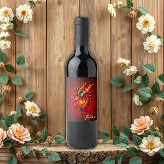 Étiquette Pour Bouteilles De Vin Cœur enflammé.