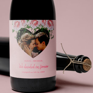 Étiquette Pour Bouteilles De Vin Coeur photo personnalisé et texte modèle Valentine