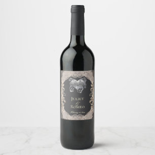 Étiquette Pour Bouteilles De Vin Cœur rustique et dentelle