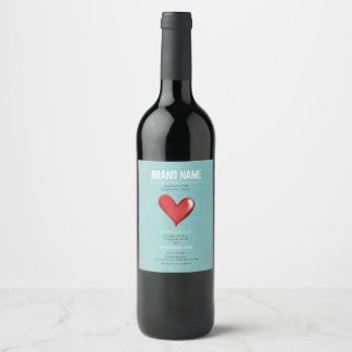 Étiquette Pour Bouteilles De Vin Coeur Turquoise Élégance