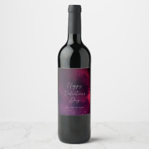 Étiquette Pour Bouteilles De Vin Cœurs à l'aquarelle, cadeau ou faveur de la Saint-