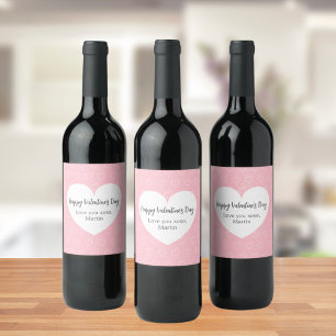 Étiquette Pour Bouteilles De Vin Coeurs blancs roses Saint Valentin