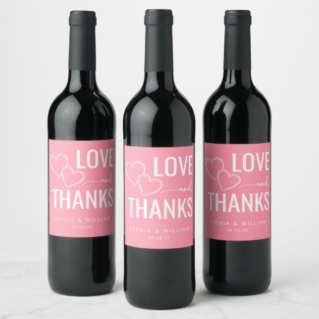 Étiquette Pour Bouteilles De Vin Cœurs roses affectueux (Bouteilles)