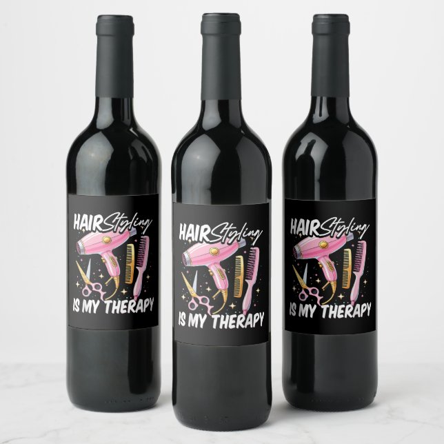 Étiquette Pour Bouteilles De Vin Coiffeur Est Ma Thérapie (Bouteilles)