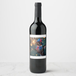 Étiquette Pour Bouteilles De Vin Colibri célébrant la fête de l'Indépendance