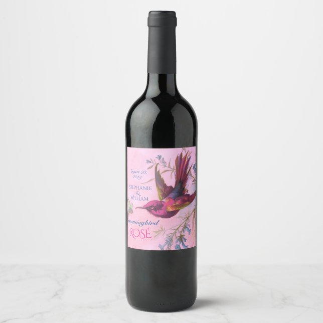 Étiquette Pour Bouteilles De Vin Colibri rouge (Devant)
