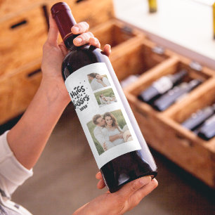 Étiquette Pour Bouteilles De Vin Collage Couple Photo & Hugs Et Baisers Phrase Love