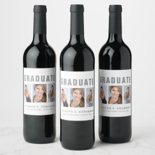 Étiquette Pour Bouteilles De Vin Collage de photos de la fin d'études Félicitations