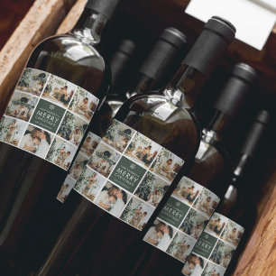 Étiquette Pour Bouteilles De Vin Collage Moderne « Joyeux Noël » Multi Photo