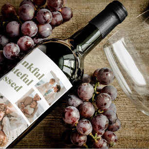 Étiquette Pour Bouteilles De Vin Collage moderne Trois photos   Wi-Bon thanksgiving