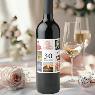 Étiquette Pour Bouteilles De Vin collage photo de 30e anniversaire