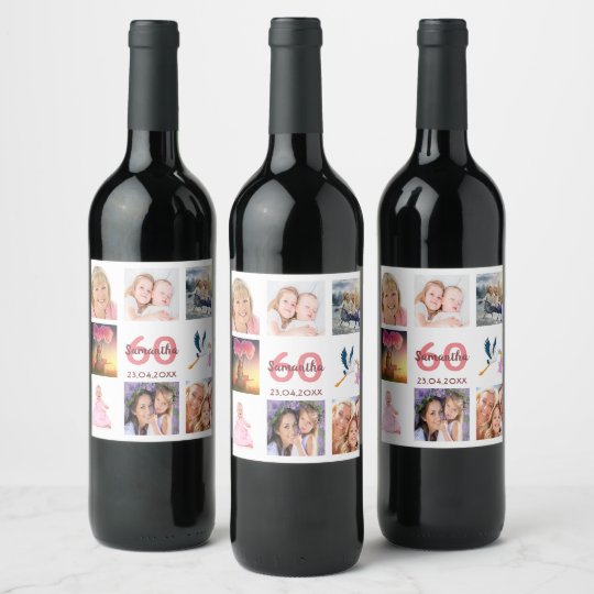 Etiquette Pour Bouteilles De Vin Collage Photo De La Fete Du 60e Anniversaire Zazzle Fr Etiquette Pour Bouteilles De Vin Collage Photo De La Fete Du 60e Anniversaire Zazzle Fr
