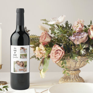 Étiquette Pour Bouteilles De Vin Collage photo en couple et belle citation romantiq