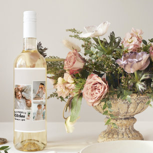 Étiquette Pour Bouteilles De Vin Collage Photo & Grand-Mère Cuisine Toujours Ouvert