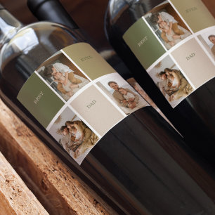Étiquette Pour Bouteilles De Vin Collage photo moderne Meilleur papa Jamais Cadeau