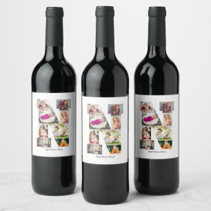 Étiquette Pour Bouteilles De Vin Collage photo N en lettres noires et blanches