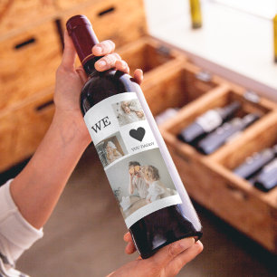 Étiquette Pour Bouteilles De Vin Collage tendance Photo & We Love You Daddy Cadeau