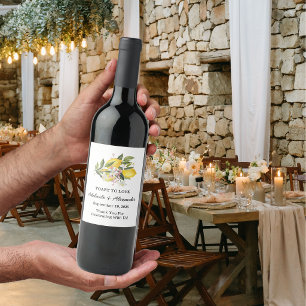 Étiquette Pour Bouteilles De Vin Collection de mariage Citron Méditerranéen