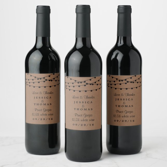 Étiquette Pour Bouteilles De Vin Collection de Mariages Rustic Kraft (Bouteilles)
