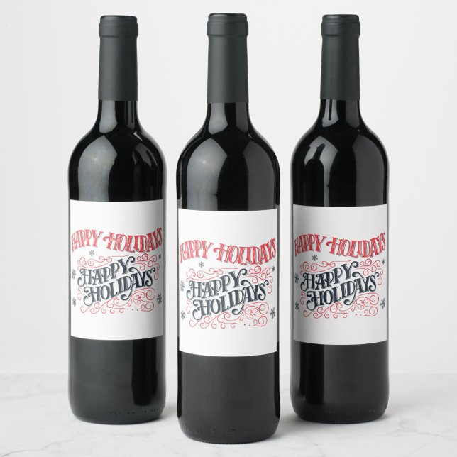 Étiquette Pour Bouteilles De Vin Collection de vins Joyeuses Fêtes (“Cheers to warmth, joy, and festive spirits.”)