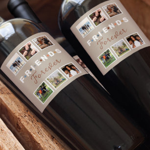 Étiquette Pour Bouteilles De Vin Collection photo moderne Beige Friends Forever