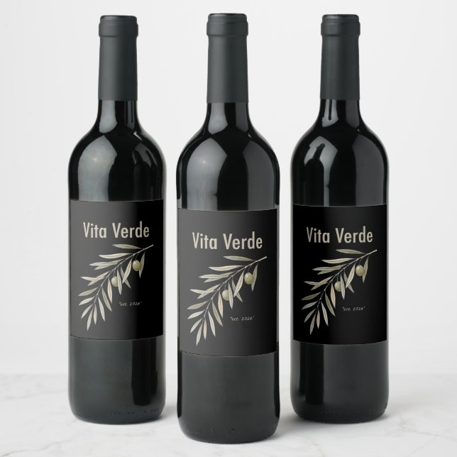 Étiquette Pour Bouteilles De Vin Collection Vita Verde Noir (Bouteilles)
