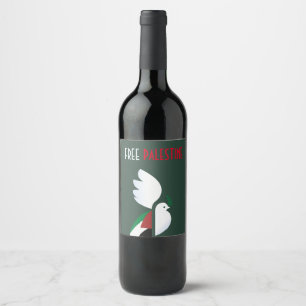 Étiquette Pour Bouteilles De Vin colombe de paix avec le drapeau palestinien