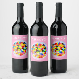 Étiquette Pour Bouteilles De Vin Colonnes sucrées et colorées de bonbons