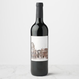 Étiquette Pour Bouteilles De Vin Colosseum Rome Art Vintage Vin Étiquette