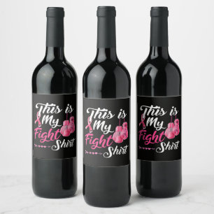Étiquette Pour Bouteilles De Vin Combattant Ruban Rose Contre le Cancer du Sein Box