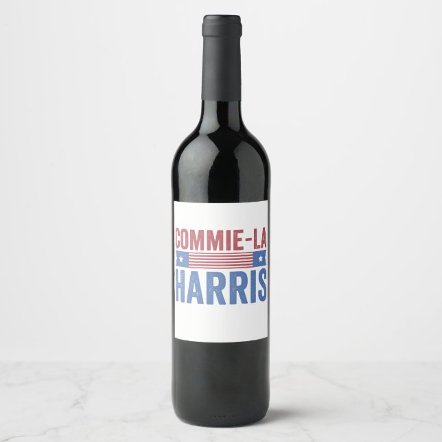 Étiquette Pour Bouteilles De Vin Commie-La Harris 2024 Funny Anti Kamala Harris (Devant)