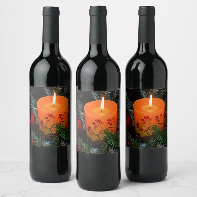 Étiquette Pour Bouteilles De Vin Composition de bougie de Noël (Bouteilles)