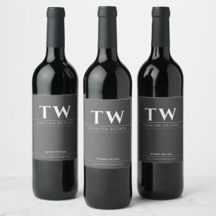 Étiquette Pour Bouteilles De Vin Concepteur de mode Noir