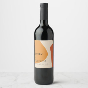 ÉTIQUETTE POUR BOUTEILLES DE VIN CONCEPTION ABSTRAITE MODERNE DE LA TERRACOTTA