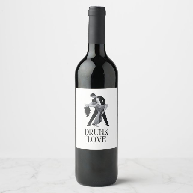 Étiquette Pour Bouteilles De Vin Conception Amour Enivrant | Couple de Danse Mariag (Devant)