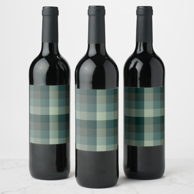Étiquette Pour Bouteilles De Vin Conception carreaux Vichy vert (Bouteilles)