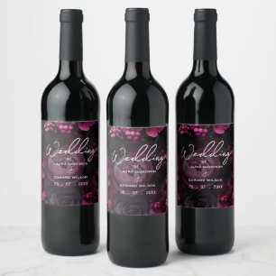 Étiquette Pour Bouteilles De Vin conception de mariage floral bordeaux mettant en v