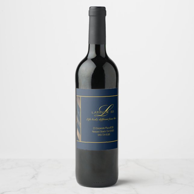 Étiquette Pour Bouteilles De Vin Conception de planches en chevron signature L33  (Devant)